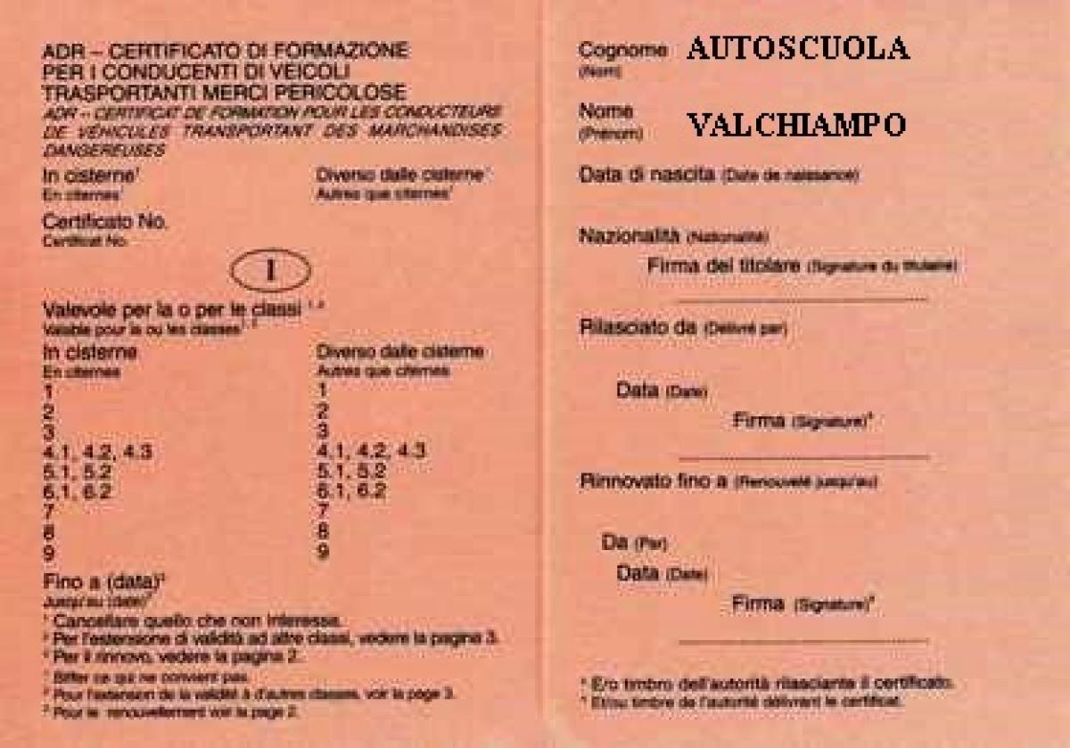 ADR | Autoscuola Val Chiampo